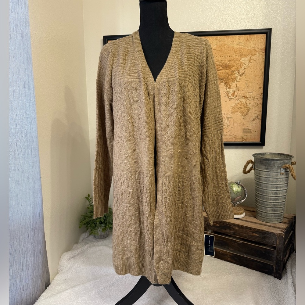 Karen Scott long open cardigan 0X
